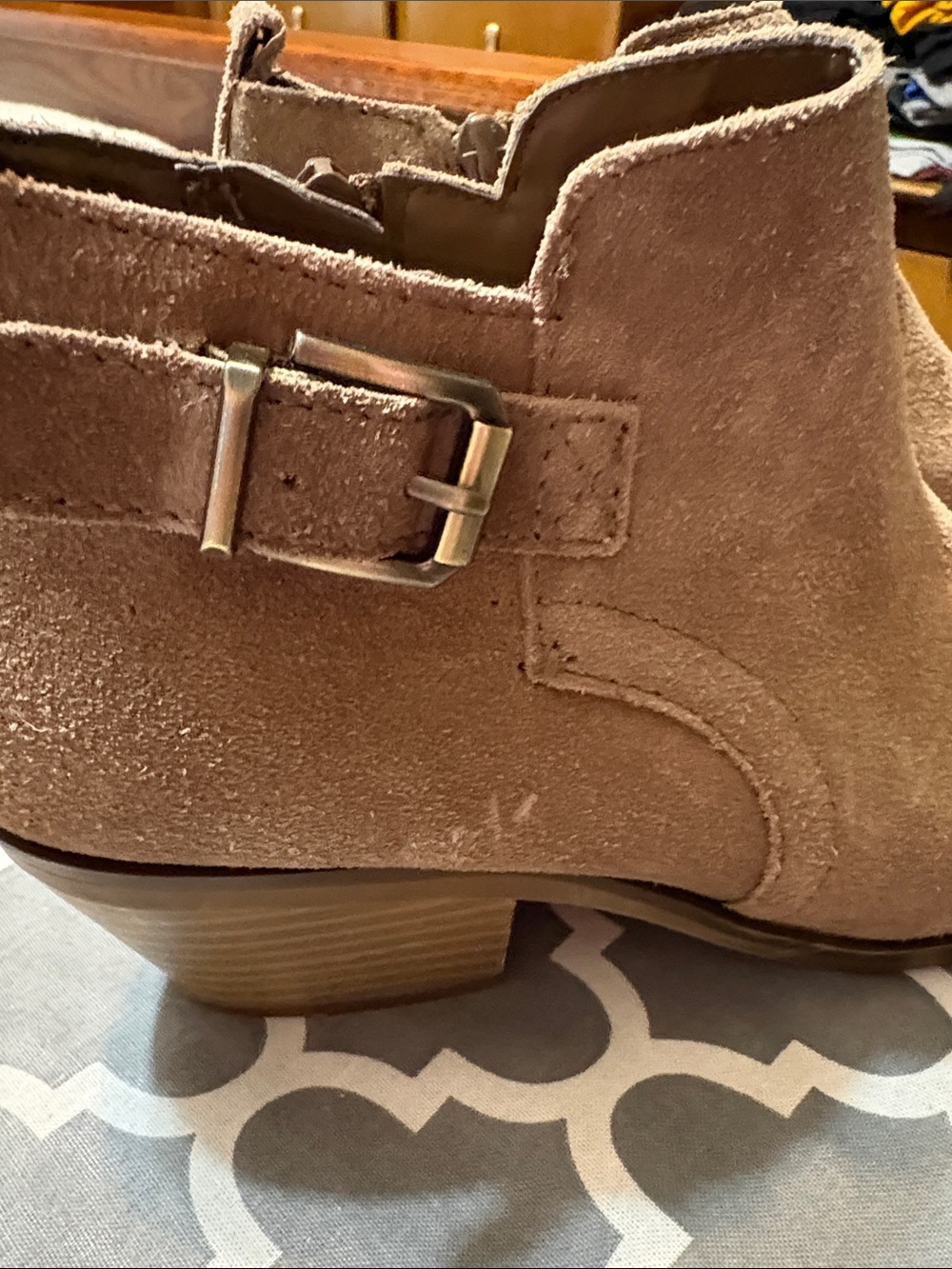 Sonoma Taupe Suede Ankle Bootie with Buckle 7 1/2 M